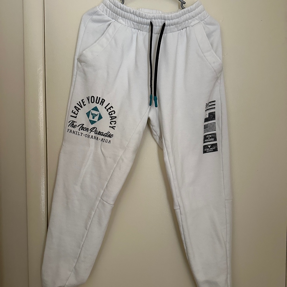 Under Armour White Joggers with Graphic Print